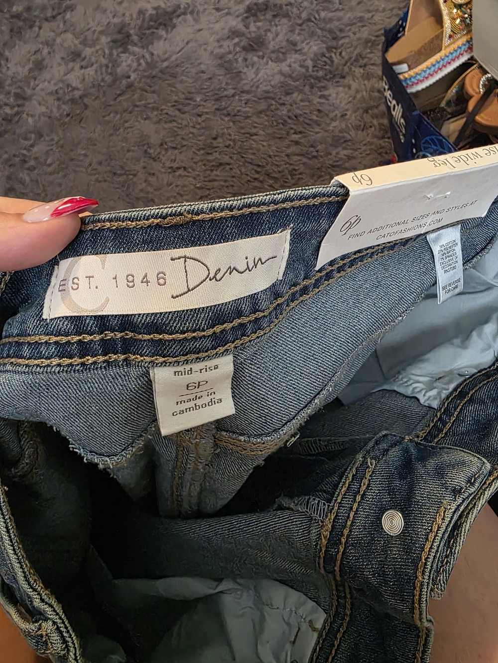 Cato Women's Wide-Leg Distressed Jeans - Blue Denim - Picture 3 of 3
